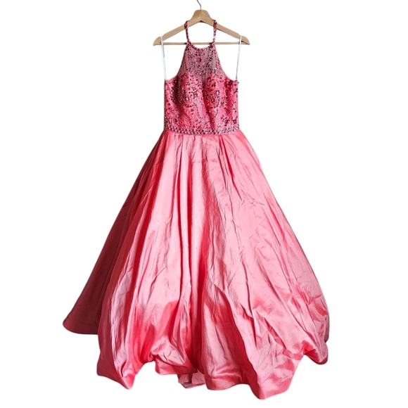 Sherri Hill Dresses & Skirts - Sherri Hill Pink Halter Top Bejeweled Princess Style Prom Dress Size 12